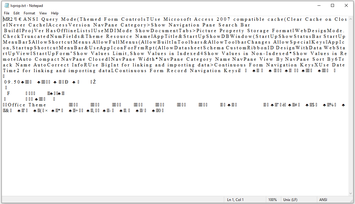 MSysDb LvProp