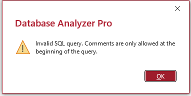 Comments Error Message