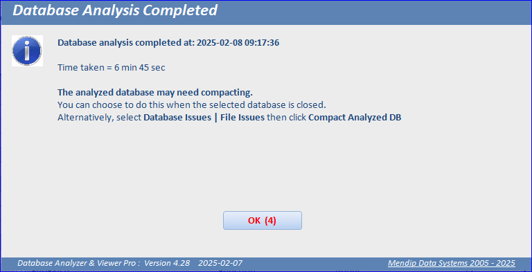 Analysis Completed Message