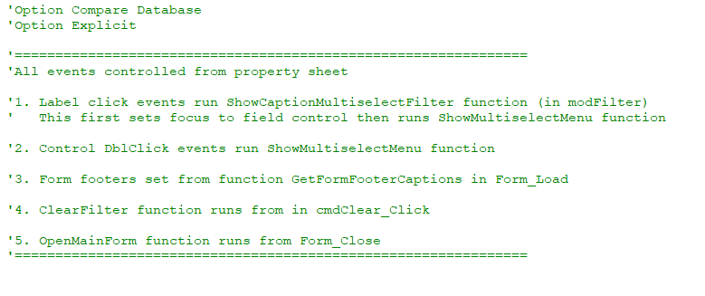 Multiselect Filter Label Caption Comments