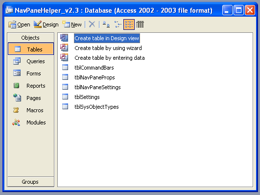 DatabaseWindow2003List