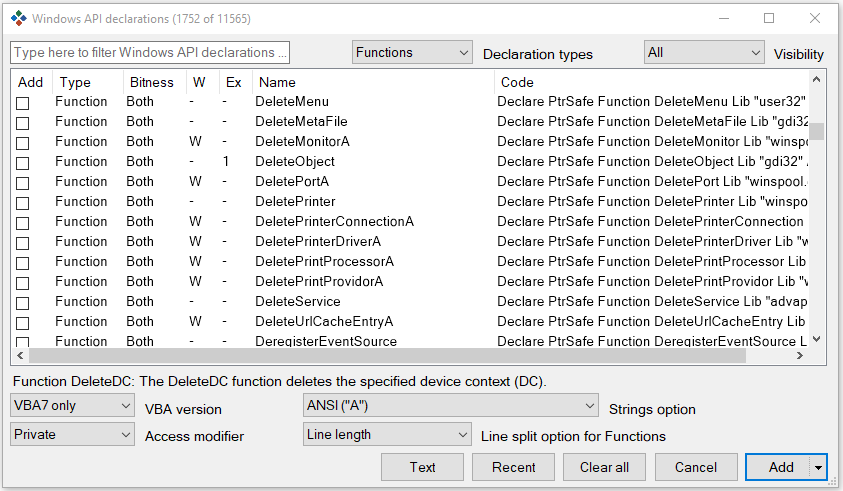 Windows API Declarations