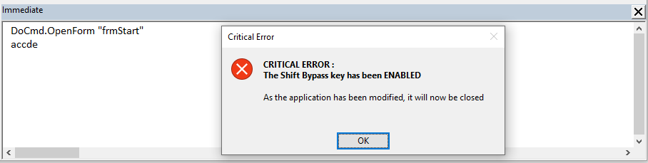 Immediate Pane Error