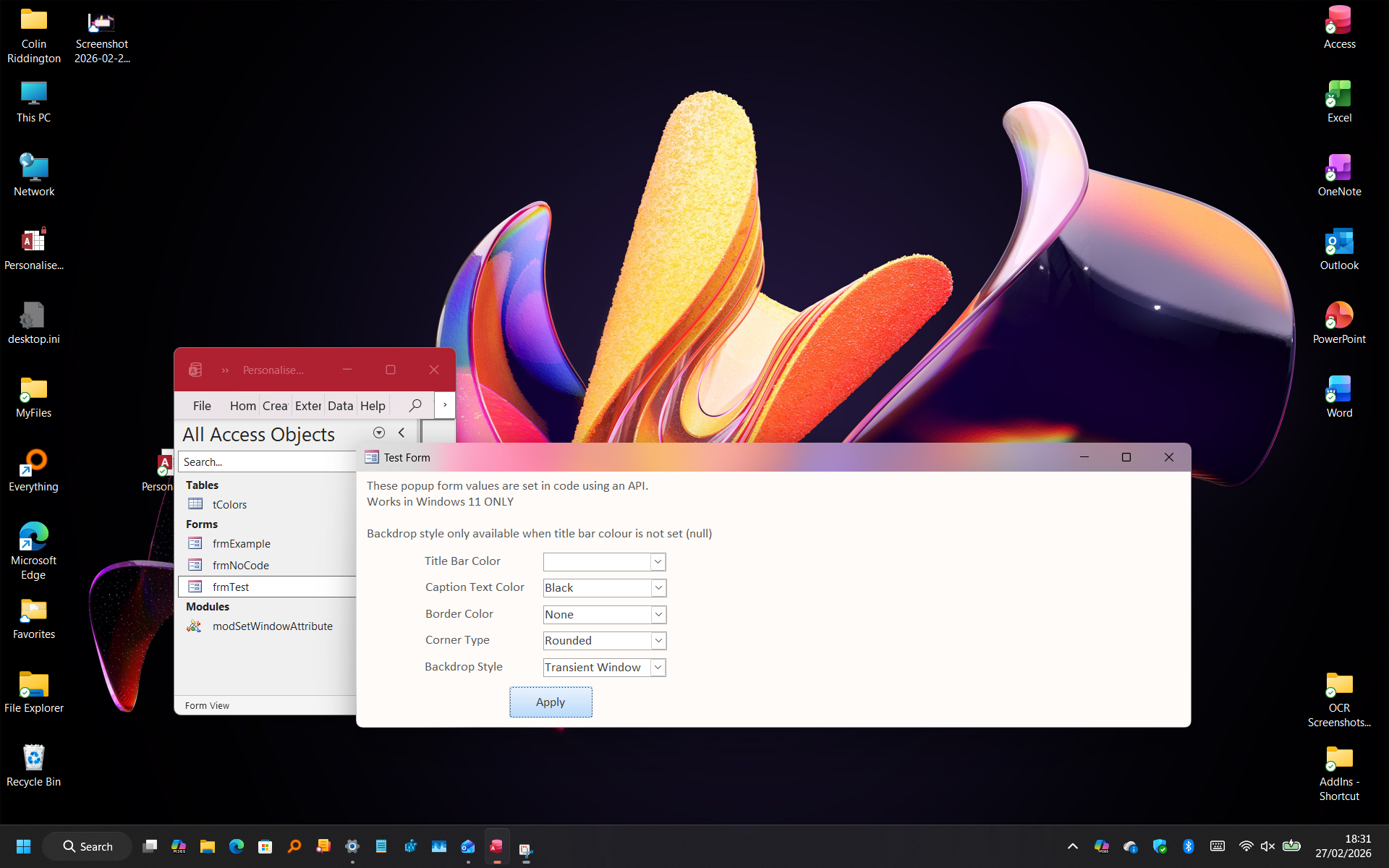 Transient Window - Aero effect in title bar #1
