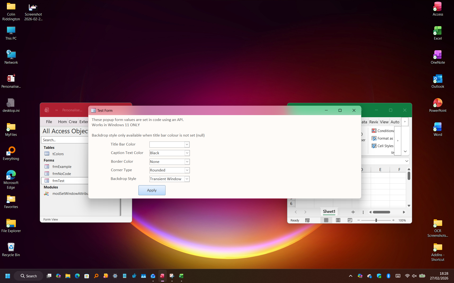 Transient Window - Aero effect in title bar #2