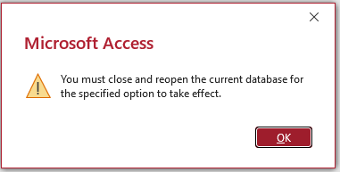Close & Reopen Access Message