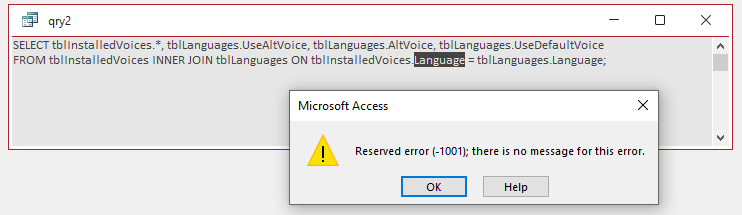 Reserved Error -1001