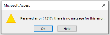 Reserved Error -1517