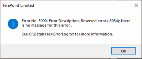 Reserved Error -3034