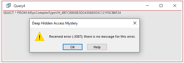 Reserved Error -3087
