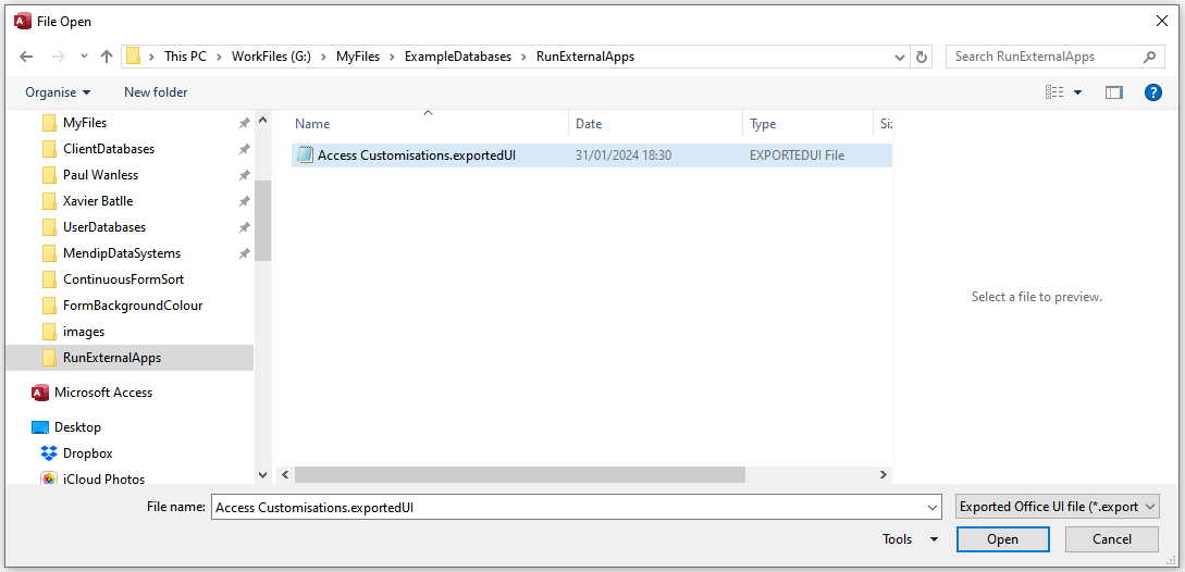 Exportedui File Run External Apps from Access