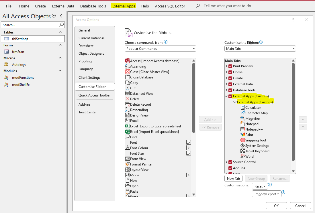 Exportedui File Run External Apps from Access