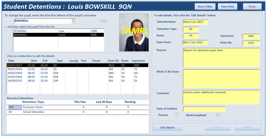 StudentDetentionRecord
