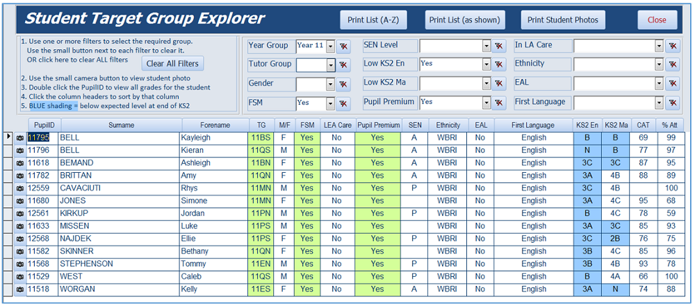 StudentTargetGroupExplorer