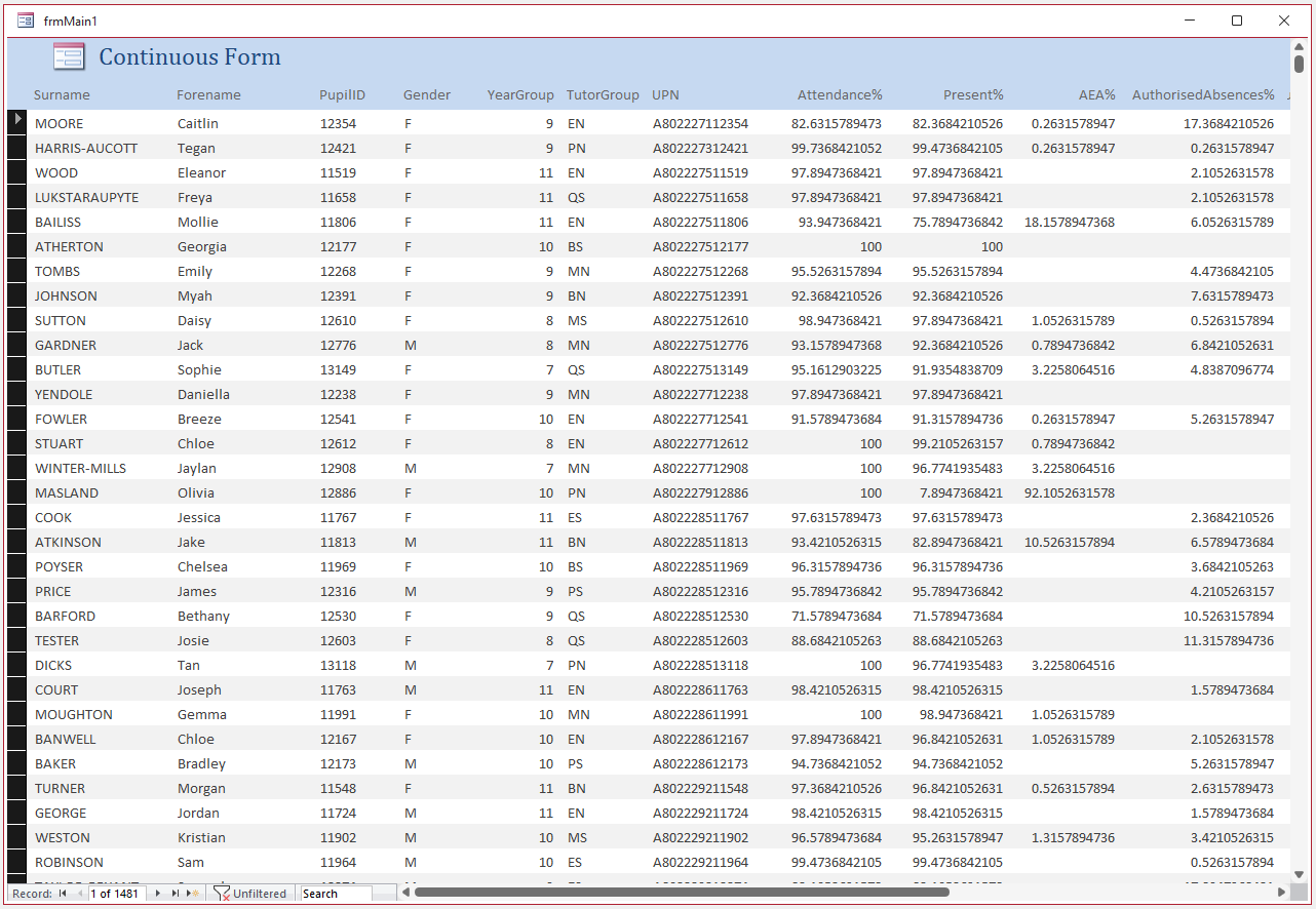 Select All in Continuous Form