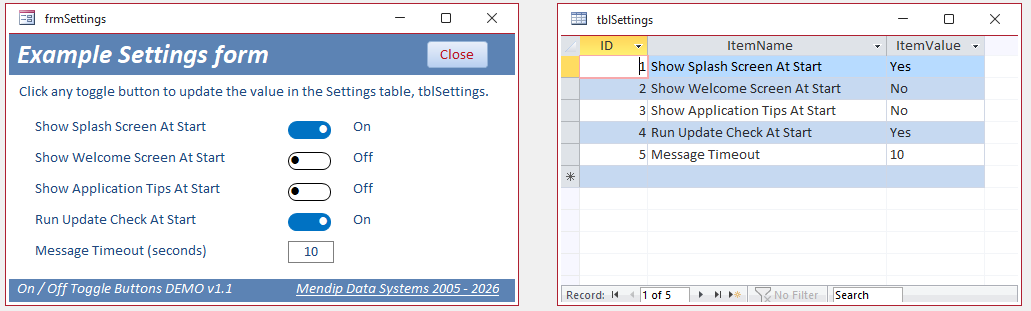 Settings Form & Table - 1