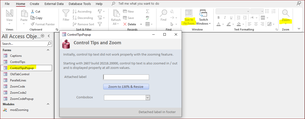 Home Ribbon - Popup Form