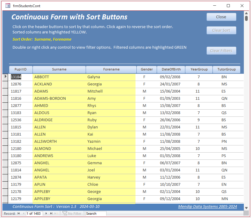 Form1 Buttons