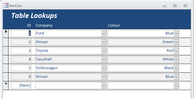 TableLookupsForm