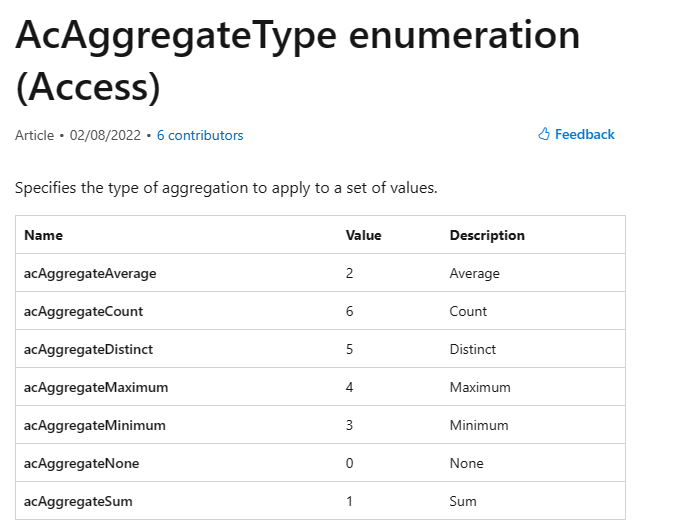 AggregateType Enumeration