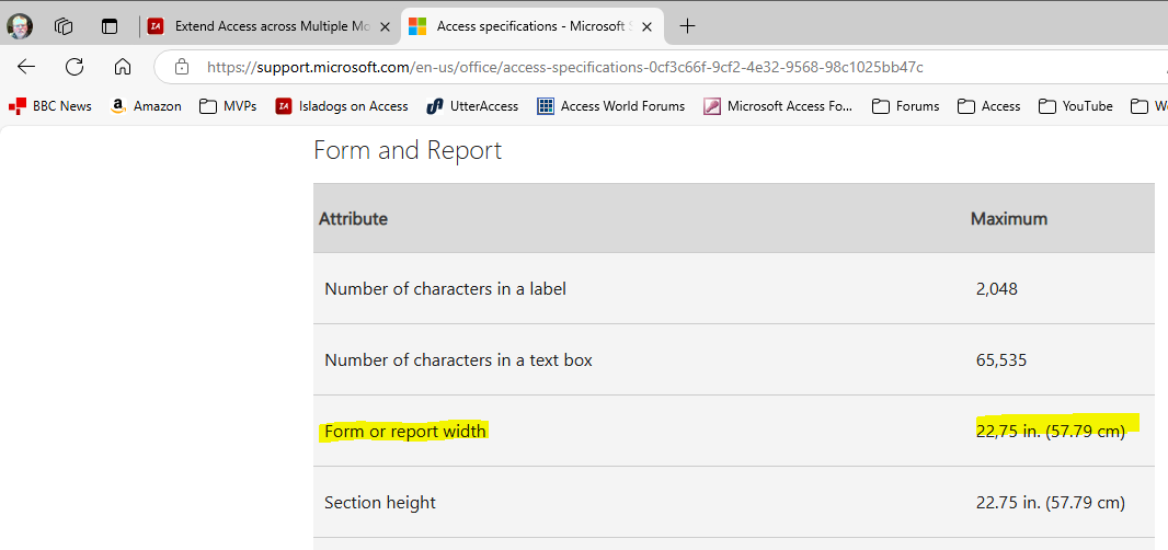 Maximum Form & Report Width