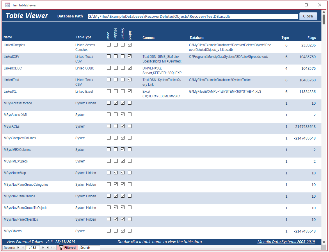 ExtDBTableViewer