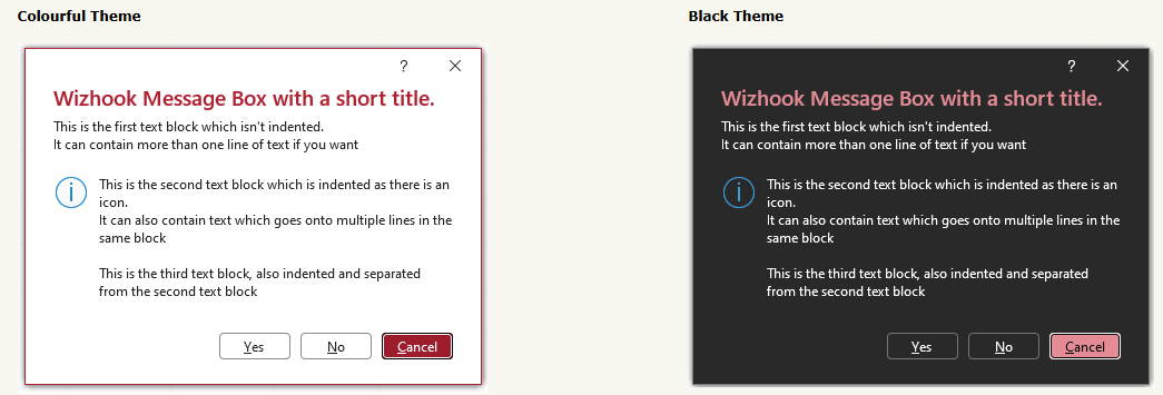 New WizMsgBox - Colourful & Black Themes